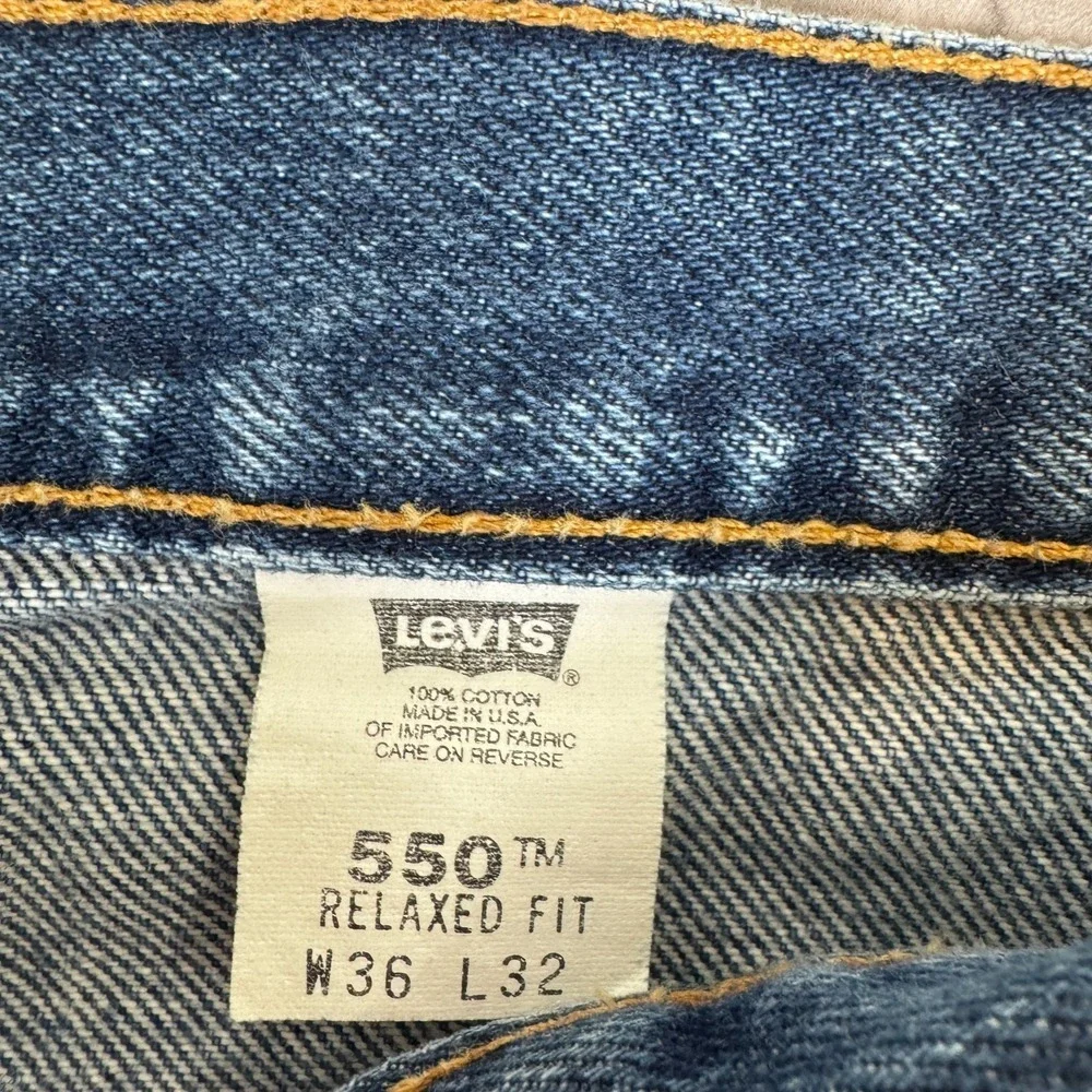 Vintage Levis 550 Jeans Mens 36x32 Blue Denim Faded Straight Fit Baggy USA 90s